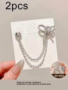 2pcs Heart/Butterfly Faux Pearl Denim Hem Clips, Prevent Pants Dragging, Adjustable Non-Slip Pant Leg Clips Suitable For Jeans And Trousers - A - View 6