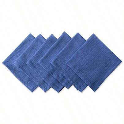 DII 100% Cotton Oversized Basic Everyday 20x 20 Napkin Set of 6 Nautical Blue