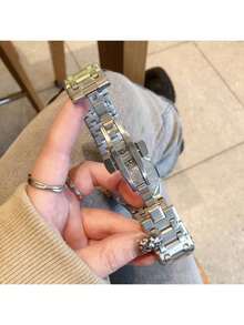 Reloj automático para mujer con función luminosa y brazalete de acero inoxidable – Casual Skeleton, 40 x 12 mm - plato blanco plateado - Ver 3