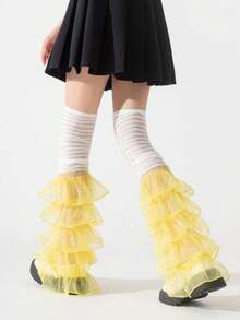 1双甜美花卉蕾丝喇叭袜，粉色/黑色/蓝色/白色可选，春夏款 - 彩色 - 查看 6