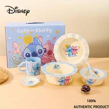 Disney 官方授权史迪奇、朱迪、尼克单人六件套餐具，包含可爱陶瓷碗、盘子、杯子和勺子，全新 - 彩色 - 查看 6