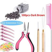 500Pcs Micro Rings Hair Extensions Tool Kit, 5 Colors Optional Silicone Micro Links Beads With Pliers, Pulling Needle, Comb, Clips & Rubber Bands, DIY Hair Extension Installation Tools Set For Salon Home Use - View 16