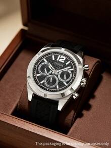 Đồng hồ Guess Fashion cơ khí kiểu dáng lộ máy, dây đeo silicon, máy quartz dành cho nam - màu đen - Xem 2