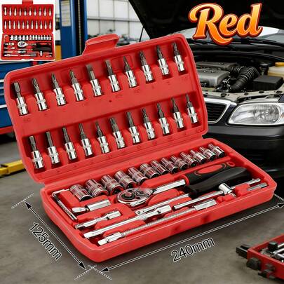 Multi-Functional Home Auto Repair Tool Set, Portable Outdoor Repair Tool Kit, Ratchet Torque Wrench, Screwdriver, Sleeve Set Combination, Hardware Tool Set, 3 Colors Available