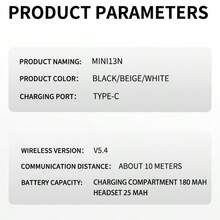 Auriculares Inalámbricos | Control Táctil Compacto, Tiempo de Espera Ultra Largo, Puerto de Carga Tipo-C, Diseño Semi Abierto, Auriculares Mini, Ajuste Cómodo, Antideslizante, - Ver 10