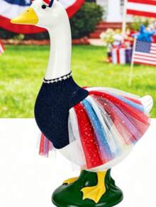 4th Of July Porch Goose Outfit  Patriotic Goose Costume For 23 Statue  Independence Day Lawn Garden Decor - 深藍色1PCS - 查看 2