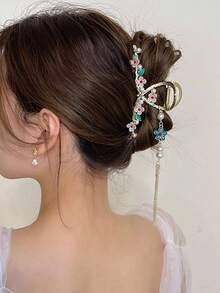 1 chiếc kẹp tóc tua rua hình hoa ngọc trai bằng kim loại - Nhiều màu - Xem 4