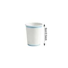 Bộ 10/20/50 cốc giấy trắng dùng một lần, cốc giấy viền xanh dương, cốc uống nước nóng lạnh thích hợp cho tiệc tùng, đám cưới, tiệc mừng em bé, sinh nhật, tiệc cô dâu, cà phê, trà, nước ngọt, sử dụng tại nhà và văn phòng. Dành cho cả nam và nữ. - viền xanh - Xem 2