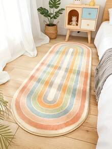 1 pieza Alfombra con diseño de pista arcoíris, alfombra decorativa para habitación de bebé, alfombra de juego para niños, absorbente y resistente a la suciedad, alfombra antideslizante, alfombra decorativa, decoración de dormitorio, alfombra pequeña, alfombra, decoración del hogar, alfombra para exteriores, alfombra lavable - Multicolor - Ver 3