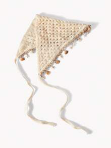 Opalesca 1 件女式头巾米色贝壳和海星钩针镂空流苏头带，夏季波西米亚发饰，适合日常佩戴、运动、海滩和假日搭配时尚头巾休闲发带，头巾秋冬度假装女士 - 米色 - 查看 2