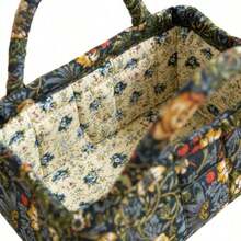 Vintage Flower Print Foldable Storage Basket With Handle - Portable Cosmetic/Laundry/Snack Organizer Bin For Home Decor, Ideal For Women & Girls, Trending 2026 - 3199 - 查看 2