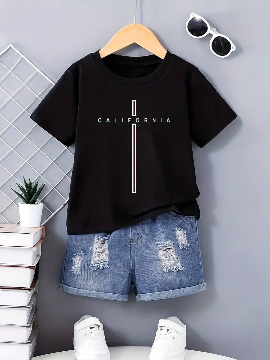Novedades 2026: Camisetas modernas y con estilo para adolescentes y niños - Ropa para niños y niñas - Negro - Ver 1