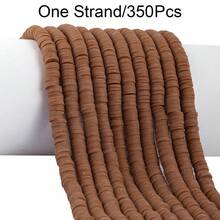 350顆/串 6mm 聚合物黏土珠，珠寶製作材料，扁圓隔珠，適用於 DIY 針織手鍊、項鍊、耳環 - 駝色 - 查看 9