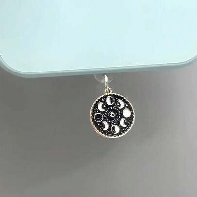 2D Acrylic Moon Phase Pendant, Dust Plug For Mobile Phone Type-C Port, Compatible With Apple