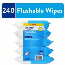 Large-Capacity   | Equate Easy-Dispensing Wipes Flushable Wet Wipes, Fresh Scent, 240 Wipes (3 Pack | 5Pack), Better Than Dry Tissue Alone - Gói 5 cái - Xem 9