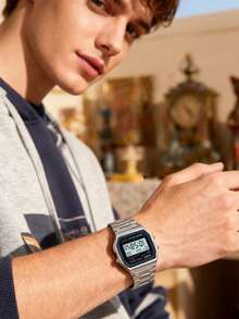Đồng hồ kỹ thuật số Casio A158WA Series | Unisex | Báo thức hàng ngày | Hiển thị giờ thông thường: Giờ, phút, giây, chiều, ngày, thứ - Xám - Xem 2