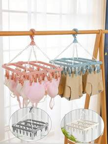 Tendedero plegable giratorio con 32 pinzas, adecuado para ropa interior, calcetines, prendas pequeñas, uso en interiores y exteriores - ahorra espacio, sin necesidad de electricidad, tendedero, secadora, cuarto de lavandería, almacenamiento de calcetines, percha, esencial para apartamentos - Multicolor - Ver 12