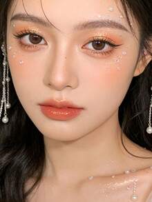 Pegatinas autoadhesivas de perlas y rhinestones, pegatinas de gemas de cristal acrílicas, adecuadas para DIY en rostro, cabello, maquillaje de ojos, manicura, Body y manualidades - Blanco - Ver 6