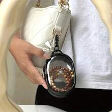 Love Hidden In The Bag, 1pc/3pcs Mini Transparent Zipper Storage Pouch With Letter And Flower Design, Amazing Couple Bag Charm! Can Also Compactly Store Small Items, Black And White Color, Exquisite And Small - Multicolor - View 4