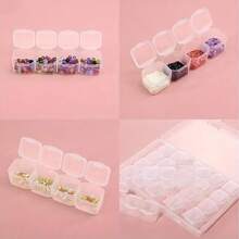 Caja de almacenamiento de 28 accesorios para uñas, caja de plástico transparente PP desmontable con 56 compartimentos, caja de almacenamiento de escritorio para pequeñas piezas y joyas - 28 células - Ver 2