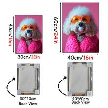 3 piezas Gafas de moda con diseño inspirado en animales, lienzos con arte de pared de perros, impresión HD con opción de marco, decoración de arte pop colorido, decoración moderna colorida diseñada para amantes de los perros - Multicolor - Ver 11