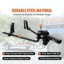 Weight Distribution Hitch, 1,000 Lbs Weight Distributing Hitches Kit With Sway Control For Trailer, 2-In Solid Steel Shank, 2-5/16 In Alloy Steel Ball, Powder Coated Load Leveling Hitch, Black - 1,000 Lbs - View 2