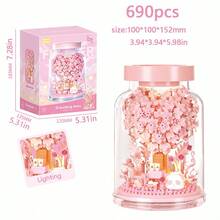 690/560/450/430/410/400pcs Micro Particle Assembly Flower Building Blocks Ornament. Wishing Bottle With 6 Styles Adult Assembly Building Blocks. Mini Flower Assembly Building Blocks In Bottle. Floral Assembly Building Blocks Gift For Teenagers. Rose, Butterfly, Cherry Blossom, Wishing Tree ABS Material Building Blocks Ornament. Desk Decor, Bedroom Decor, Collectible Building Blocks, Birthday Gift, Christmas Gift - Baby Pink - View 14