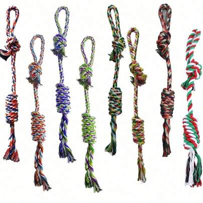 Dog Leash Toys, Puppy Chew Toy Set, Durable Rope Dog Toys, Small/Puppy Teething Toys, Medium Dog Chase & Chew Training Toys, Random Color