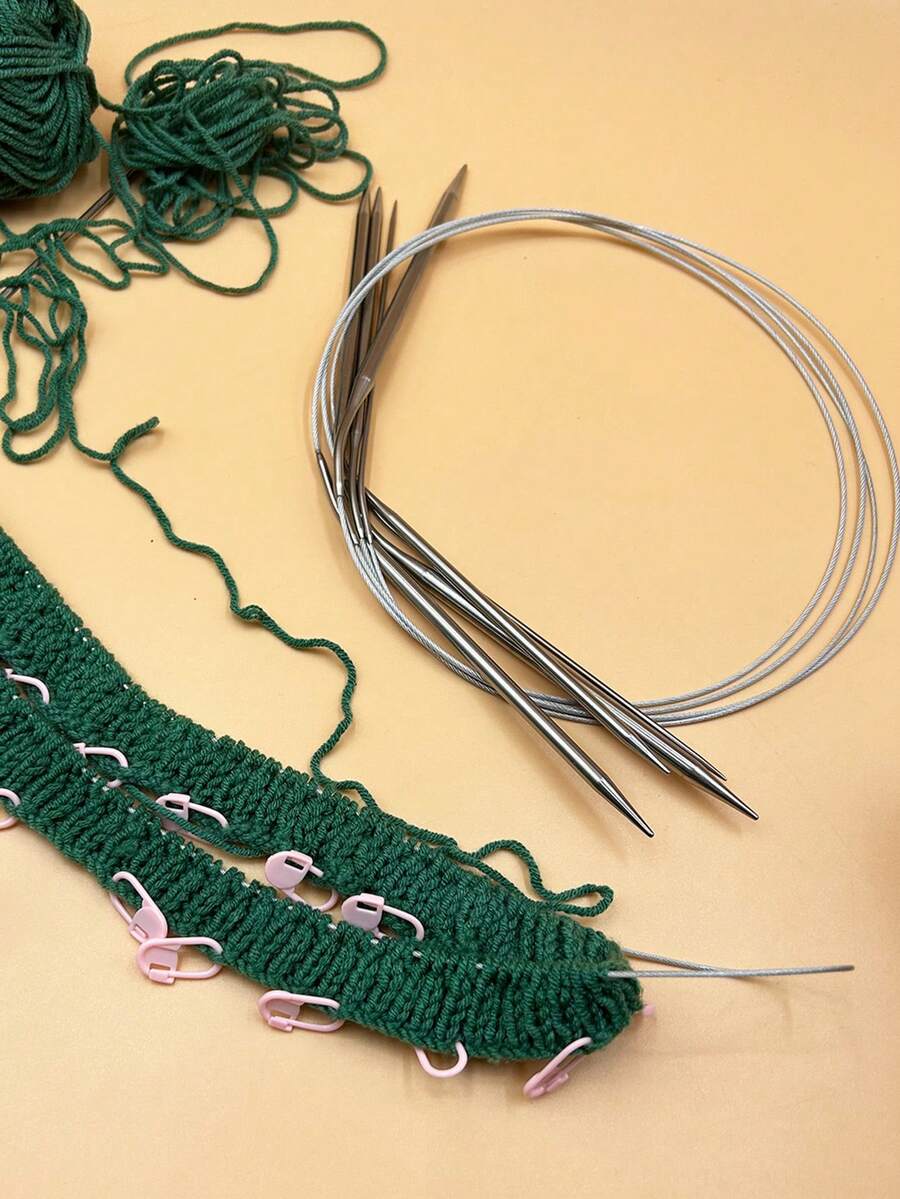3pcs/Set 80cm Stainless Steel Circular Knitting Needles Set, Smooth Knitting Needles Suitable For Sweater, Scarf, Blanket Knitting, DIY Handcraft Knitting Tools - Stainless Steel Sweater Needles - View 1