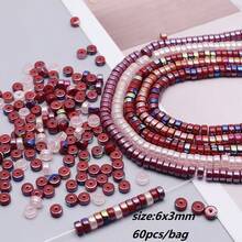 6x3毫米 60颗/袋 玻璃太空珠，用于珠宝制作DIY配件 - 6x3mm 隔片 - 查看 8