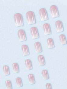 24 pièces Ensemble d'art pour ongles nude et blanc contrastés en forme d'amande, comprend 1 pièce de vernis gel et 1 pièce de lime à ongles, réutilisable pour les fêtes, la danse ou le port quotidien, accessoires de soins des ongles Faux ongles à clipser - Multicolore - Voir 3