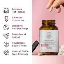 Hormone Harmony 72 Vegan Capsules| Natural Hormonal Support For Young Girl And Women|Gentle Support For Menopause & Perimenopause| Helps Soothe Hot Flashes & Promote Balance - 1個 - 查看 6