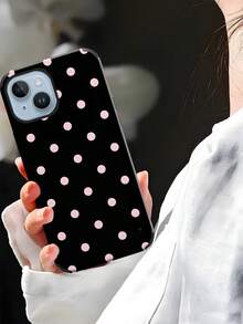 1 chiếc ốp lưng điện thoại bằng da mềm họa tiết chấm bi đen cổ điển, thiết kế chống sốc với lỗ loa, tương thích với Apple 17 Pro Max/16 Pro Max/16 Plus/13 Pro Max/14 Pro Max 13 14 11 12 Pro 11/15 Pro, Galaxy S24 Ultra, quà tặng ngày lễ - Hồng - Xem 7