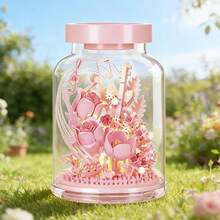 690/560/450/430/410/400pcs Micro Particle Assembly Flower Building Blocks Ornament. Wishing Bottle With 6 Styles Adult Assembly Building Blocks. Mini Flower Assembly Building Blocks In Bottle. Floral Assembly Building Blocks Gift For Teenagers. Rose, Butterfly, Cherry Blossom, Wishing Tree ABS Material Building Blocks Ornament. Desk Decor, Bedroom Decor, Collectible Building Blocks, Birthday Gift, Christmas Gift - Baby Pink - View 13