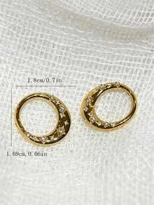 1 par de pendientes de aro con estrella dorada elegante y minimalista, versátiles y adecuados para uso diario, festivales y fiestas de mujeres - Estrella - Ver 5