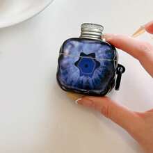 Funda protectora con estampado de ojo malvado/uva/cursiva inglesa compatible con el estuche de auriculares inalámbricos de Apple, resistente a arañazos y anti-caídas - Negro - Ver 13