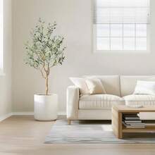 Nafresh - Olivo sintético alto 48 pulgadas textura realista olivo artificial de seda en maceta olivos falsos para interiores y exteriores para hogar oficina sala de estar recámara vestíbulo - Verde - Ver 5