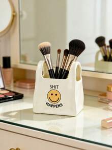 Organizador de maquillaje con cara sonriente y soporte para bolígrafos: Caja de almacenamiento artística y multifuncional para escritorio | Premio para estudiantes | Decoración de escritorio de oficina, Suministros de escritorio, Artículos de oficina esenciales, Decoración de oficina, Accesorios de escritorio, Adornos de oficina - A - Ver 6