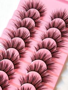 8 Pairs/Box European And American Messy Style 3D Multi-Layer Crossed Extra Long & Dense False Eyelashes, Asian Mixed Ethnicity, Suitable For Smoky Makeup, Nightclub, Reusable Stage Performance Dramatic Lashes - View 4