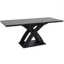 Extendable Dining Table, Dining Table, Kitchen Table, Balcony Table, Wooden Dining Table, Extendable Dining Table, 120–160 Cm, Seats Up To 6 People, Black - Black - View 10