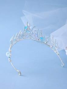 Mermaid Ocean Theme Crown, Blue Starfish Shell Crystal Headband, Shiny Crystal Hair Accessories For Women, Suitable For Bride Wedding, Ball Party,Summer,Beach - Blue - View 5