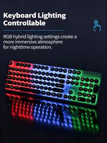Acer OCC205 Wired Keyboard And Mouse Set - Punk Round Keycap Mechanical Feeling Keyboard And Mouse - Rainbow Breathing Lamp Effect - 26-Key Anti-Ghosting - Suitable For PC/Laptop - Illuminated Version - View 12