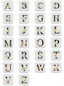 1pc White Letter Jewelry Box, Valentine's Day Gift, A-Z Name Printed Organizer Box For Women, Large Capacity Multi-Layer Portable Travel Case, Luxury PU Leather Flip-Top Storage Box, Gift For Mom And Girlfriend - Pink - View 3