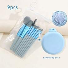 Bộ 9 cọ và lược trang điểm cầm tay, cọ trang điểm sợi tổng hợp chất lượng cao + lược tròn mini gấp gọn, kiểu dáng Macaron tối giản màu nude, kèm túi đựng trong suốt, thích hợp cho trang điểm hàng ngày và du lịch. - Nhiều màu - Xem 14