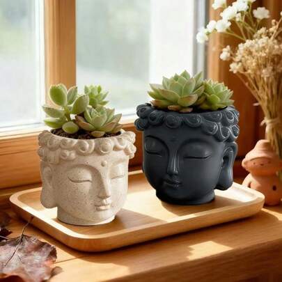 Tượng Phật sáng tạo, chậu hoa trang trí nhà cửa, sân vườn, đồ thủ công mỹ nghệ bằng nhựa, quà tặng.