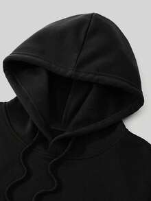 Men's Hoodie With Kangaroo Pocket - Black - View 4