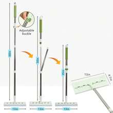 Magic Sponge Eraser Mop, 60' Adjustable Mop Handle With Flexible 13' Flat With Microfiber Pad And Magic Sponge Eraser Pads - B - 查看 5