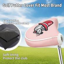 1pc Pink Hippo Design Golf Club Head Cover, Golf Putter Head Cover, Golf Wood Head Cover - Made Of PU Material And Exquisite Embroidery Craftsmanship, Suitable For Most Brands - Multicolor - View 6