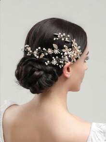 Casual Elegant Floral Headband, Suitable For All Seasons,Summer,Beach,Wedding - Gold - View 2