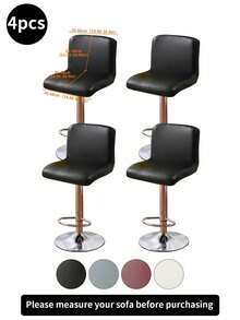 1pc Solid Color PU Low Back Chair Cover, High Elastic Low Back Chair Slipcover, Dust-Proof, Anti-Cat Scratch, Suitable For Home, Bar, Office, Black - Multicolor - View 21